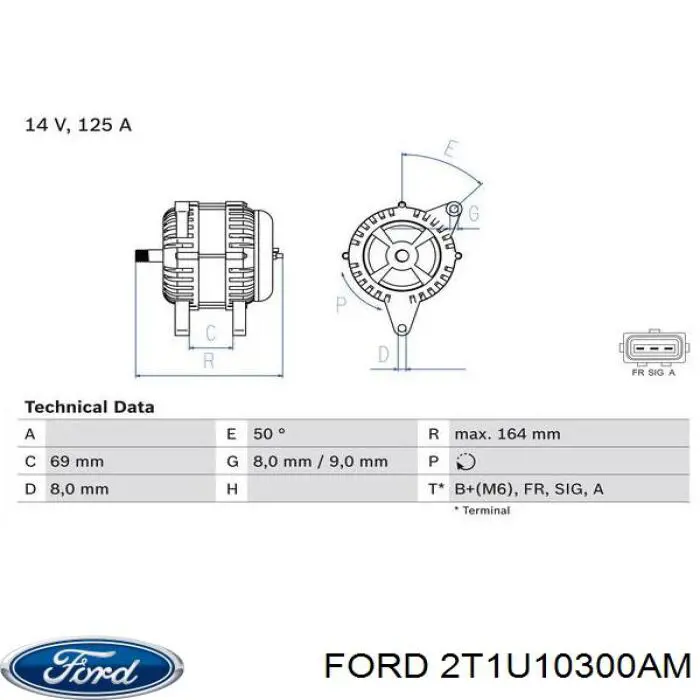 Купить 2T1U10300AM Ford Генератор