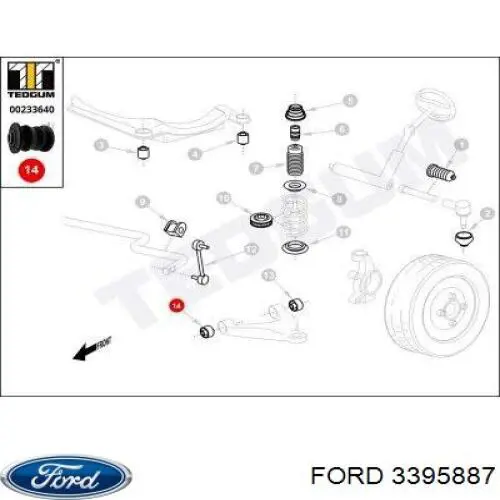 Сайлентблок передней подвески Ford 3395887 цена, от 5.49 USD