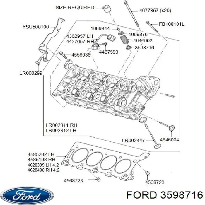 3598716 Ford bucim de válvula (coletor de óleo, admissão/escape)
