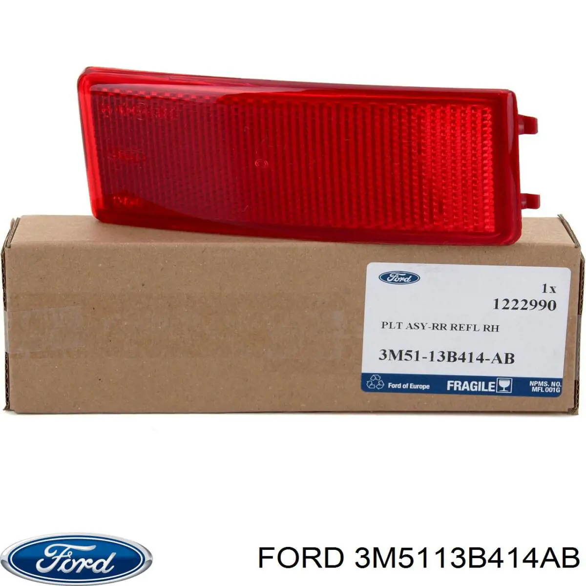 3M5113B414AB Ford retrorrefletor (refletor do pára-choque traseiro direito)