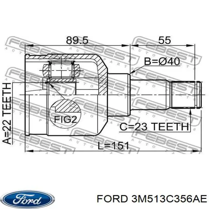 3M513C356AE Ford шрус внутренний передний левый
