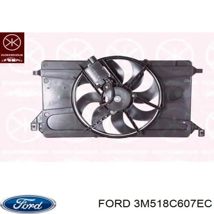 3M518C607EC Ford диффузор радиатора охлаждения, в сборе с мотором и крыльчаткой