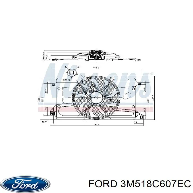 Купить 3M518C607EC Ford Диффузор вентилятора в сборе с мотором и крыльчаткой