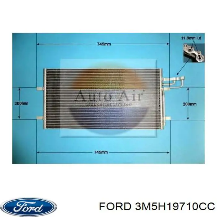 3M5H19710CC Ford radiador de aparelho de ar condicionado