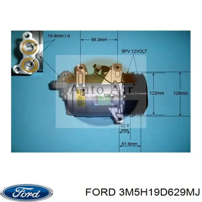 Купить 3M5H19D629MJ Ford Компрессор климатической установки