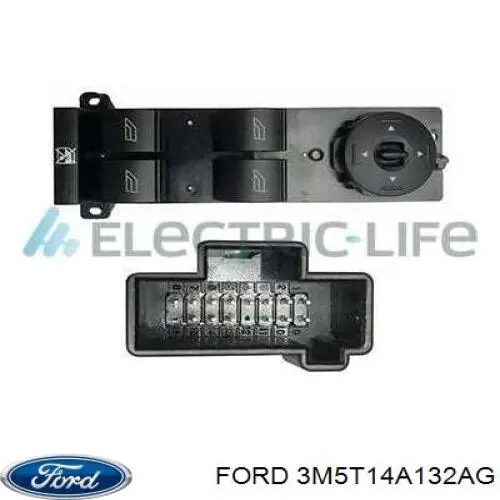 3M5T14A132AG Ford unidade de botões dianteira esquerda de controlo de elevador de vidro