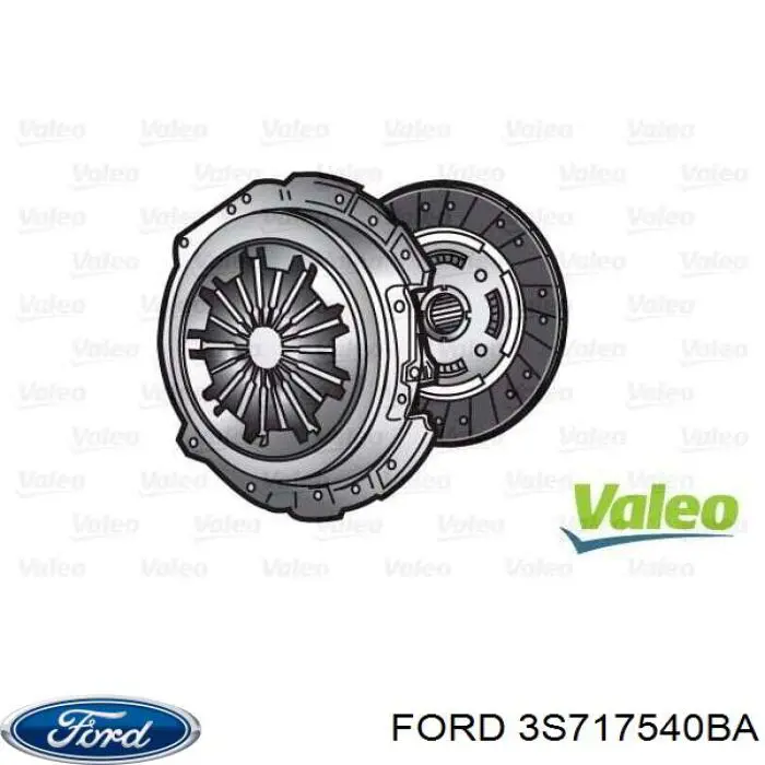 Купить 3S717540BA Ford Комплект сцепления (диск, корзина, подшипник)