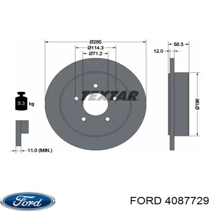 Купить 4087729 Ford Диск тормозной задний