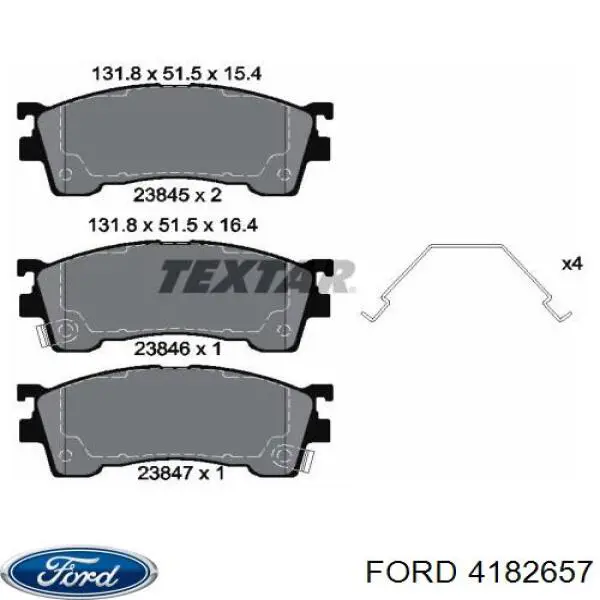 Передние тормозные колодки 4182657 Ford