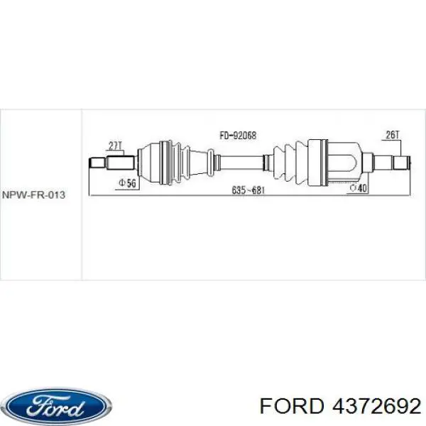 4372692 Ford semieixo (acionador dianteiro esquerdo)