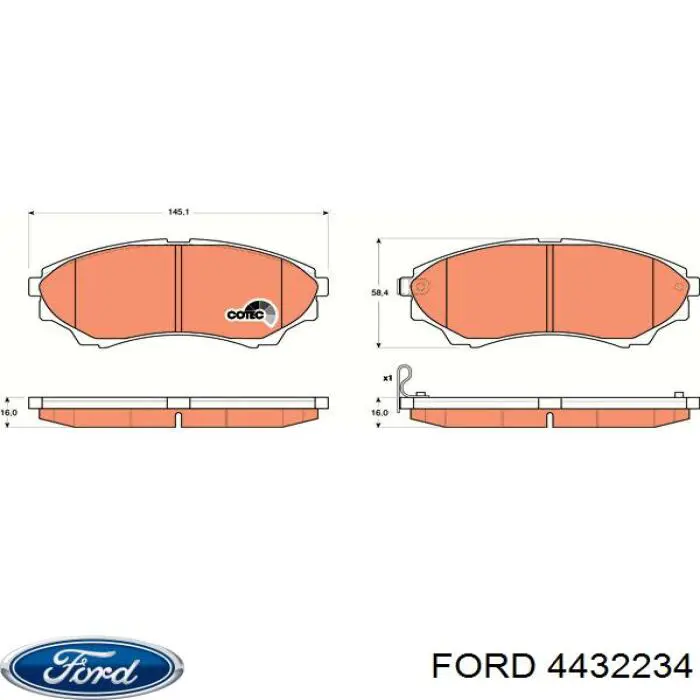 Передние тормозные колодки 4432234 Ford