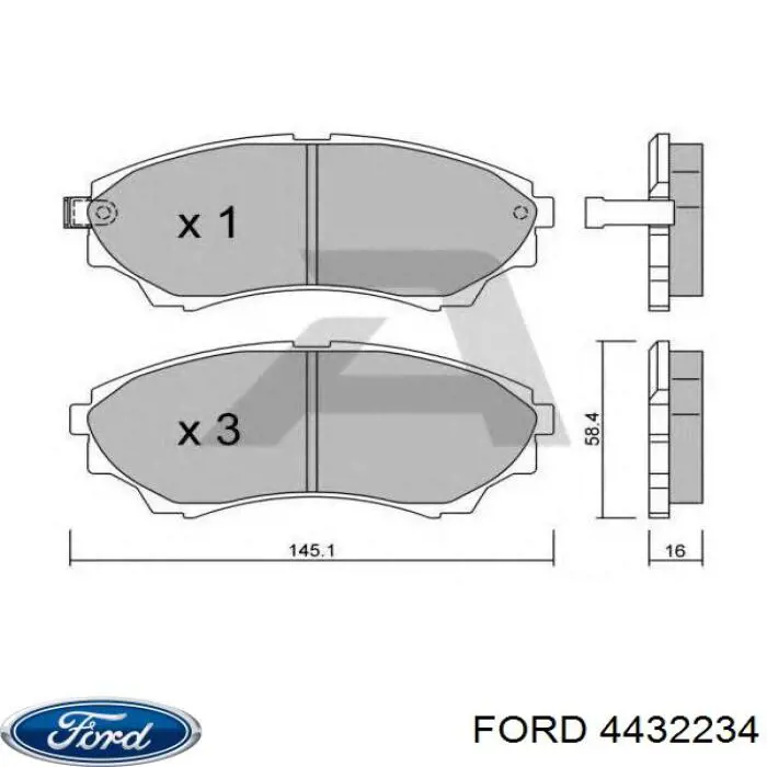 Передние тормозные колодки 4432234 Ford