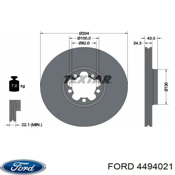 Передние тормозные диски 4494021 Ford