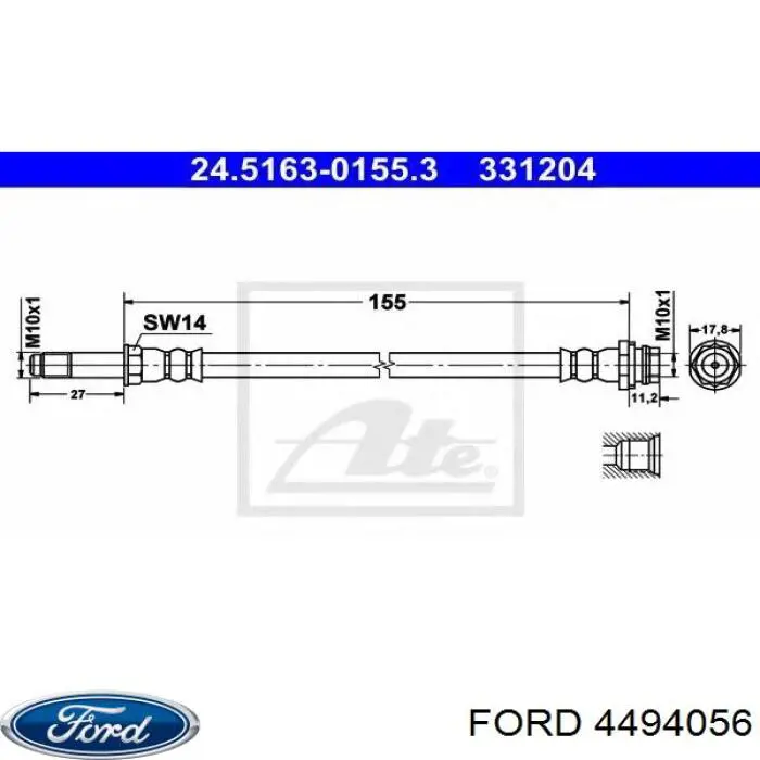 Клипса молдинга лобового стекла 1829079 Ford