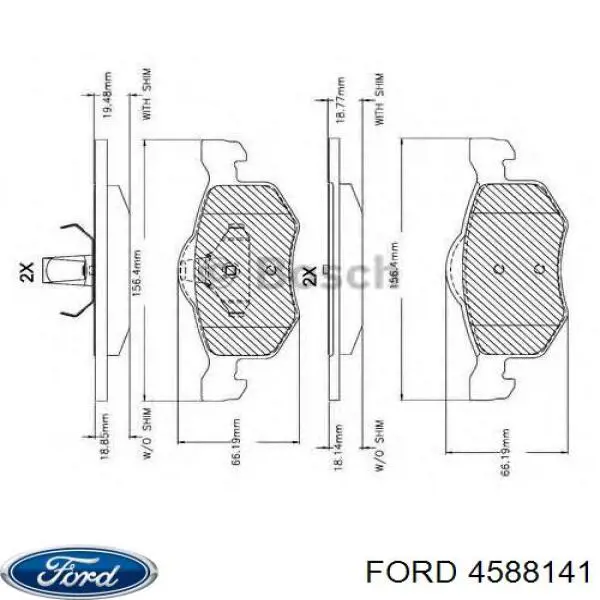 Передние тормозные колодки 4588141 Ford