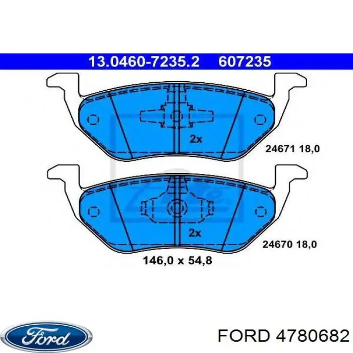 Задние тормозные колодки 4780682 Ford