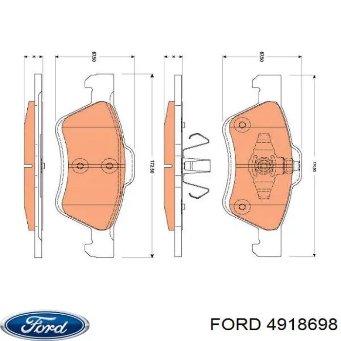 Передние тормозные колодки 4918698 Ford