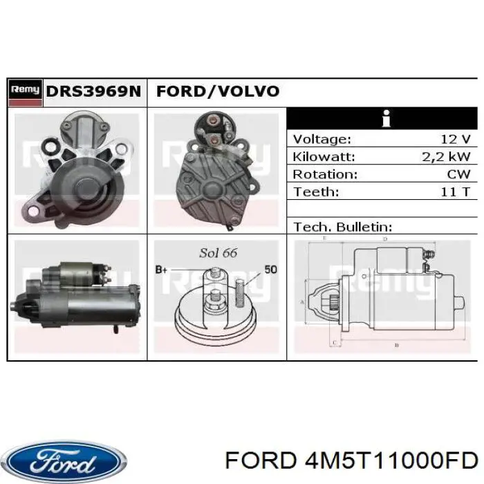 Стартер 4M5T11000FD Ford