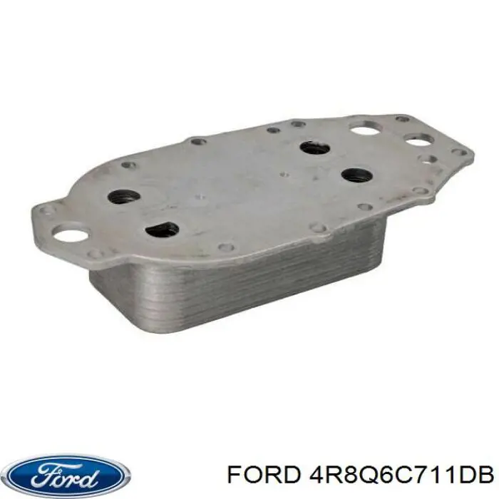 4R8Q6C711DB Ford radiador de óleo (frigorífico, debaixo de filtro)