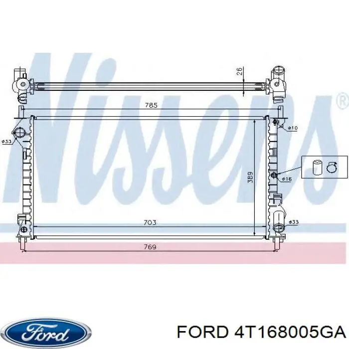 Купить 4T168005GA Ford Радиатор водяной