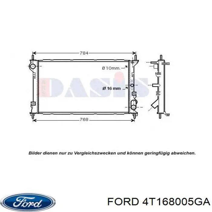 4T168005GA Ford radiador de esfriamento de motor