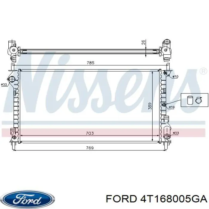 Радиатор 4T168005GA Ford