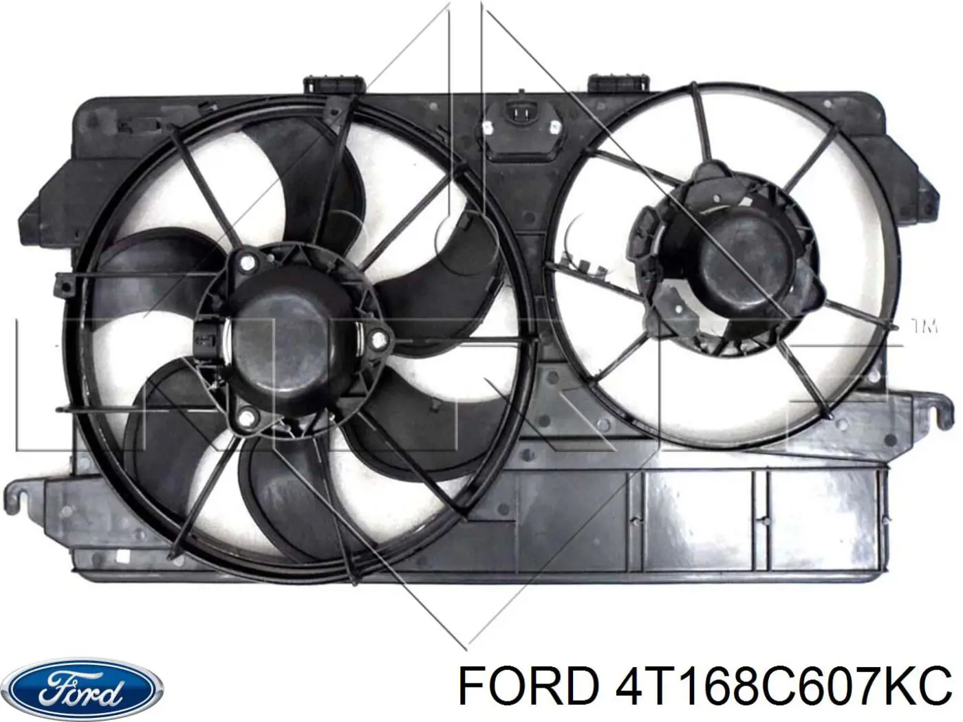 4T168C607KC Ford диффузор радиатора охлаждения, в сборе с мотором и крыльчаткой