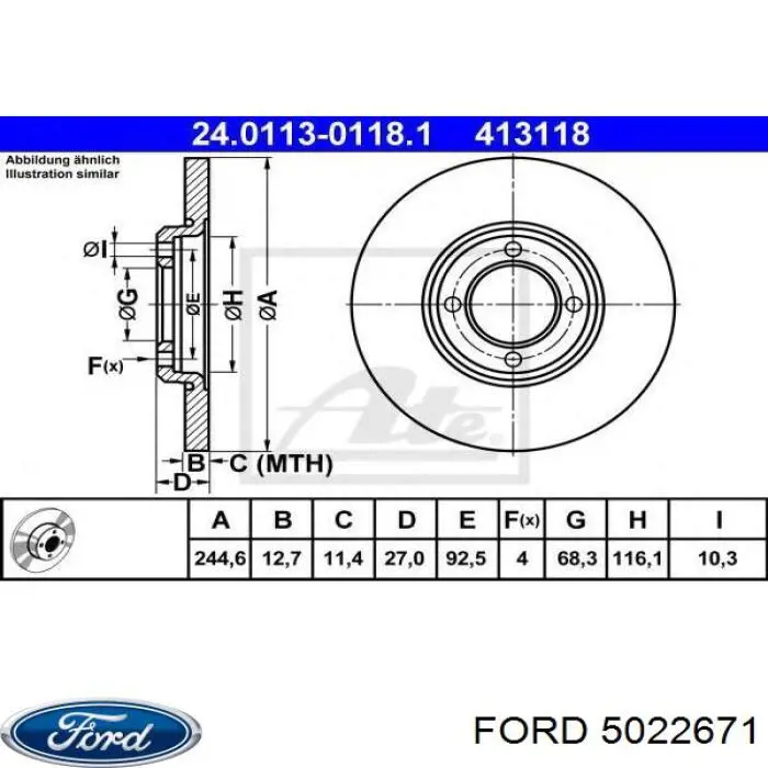 Передние тормозные диски 5022671 Ford