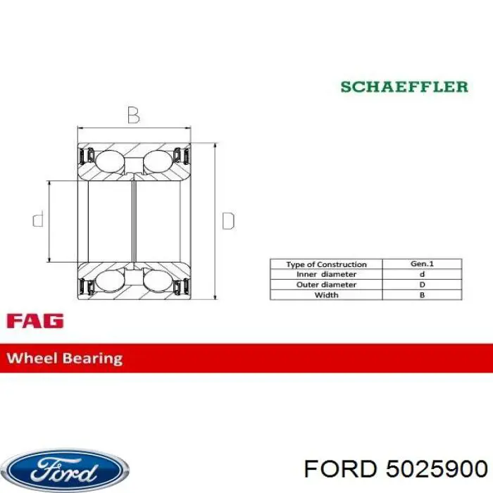 Купить 5025900 Ford Подшипник задней ступицы
