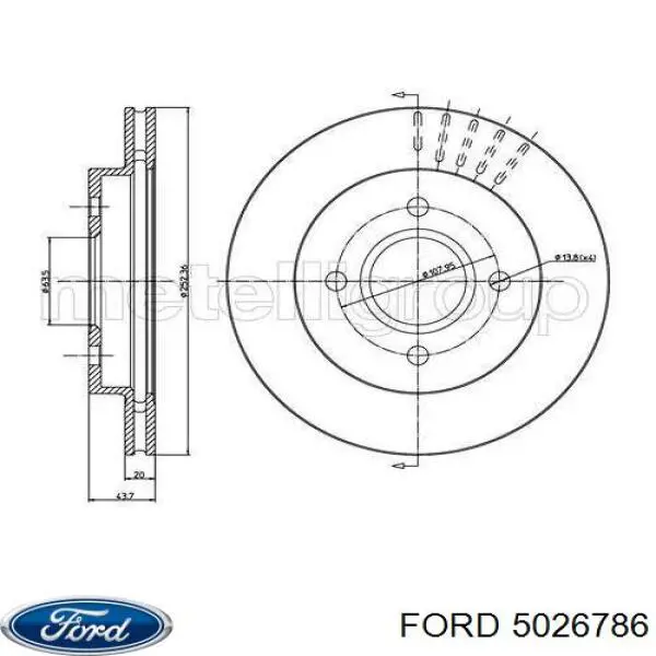 5026786 Ford диск тормозной задний