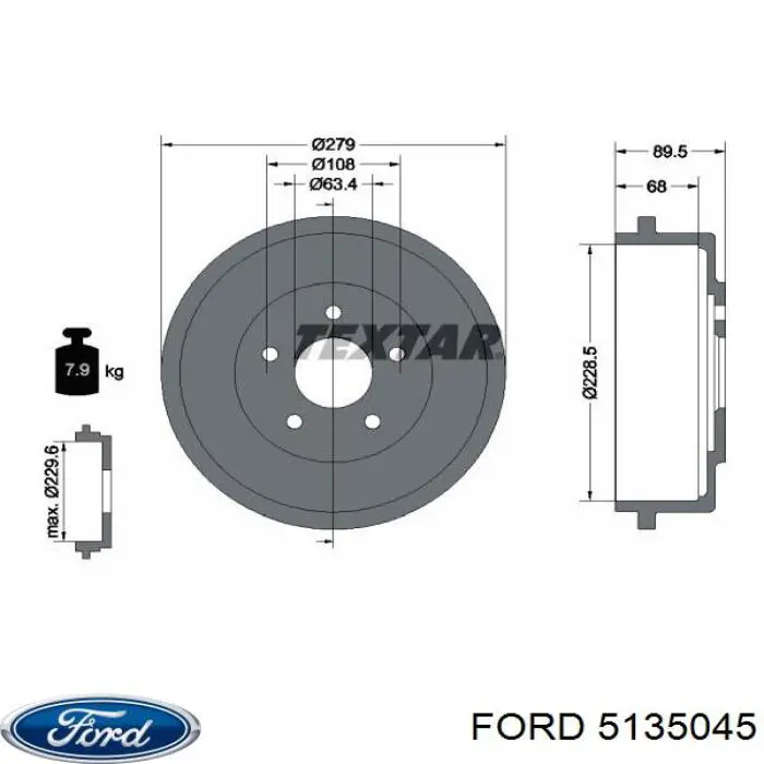 Барабан тормозной задний Ford 5135045 цена, от 50.44 USD