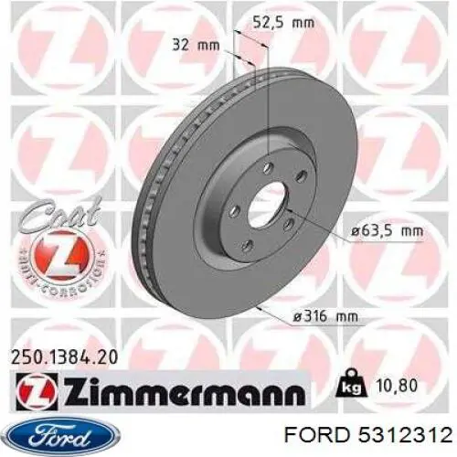 5312312 Ford disco do freio dianteiro