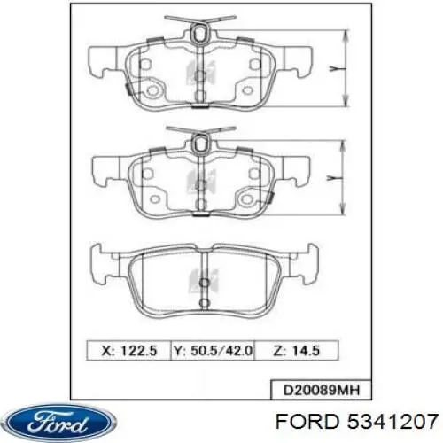 Задние тормозные колодки 5341207 Ford