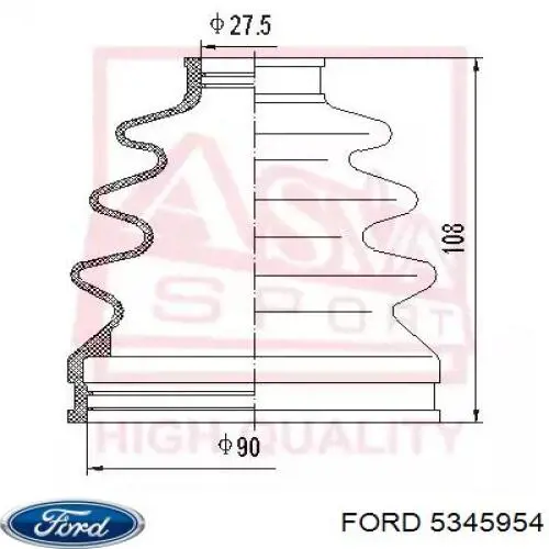 Пыльник ШРУСа наружный 5345954 Ford