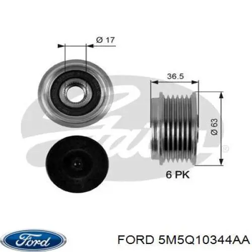 5M5Q10344AA Ford Обгонная муфта генератора