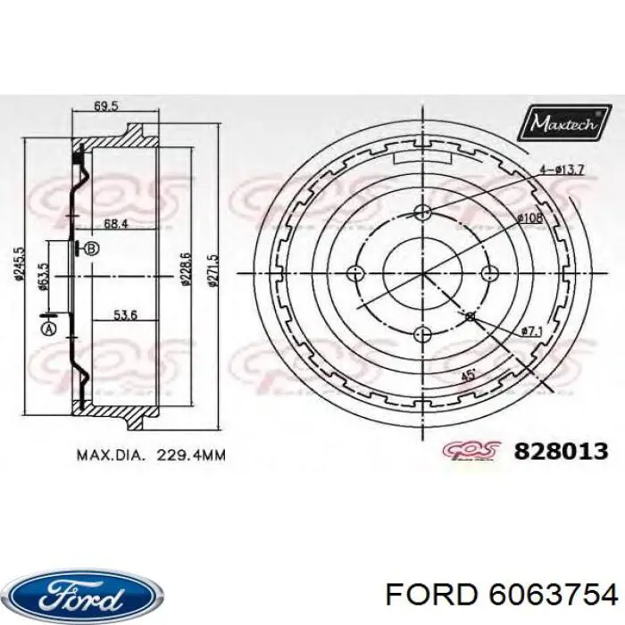 Купить 6063754 Ford Тормозной барабан