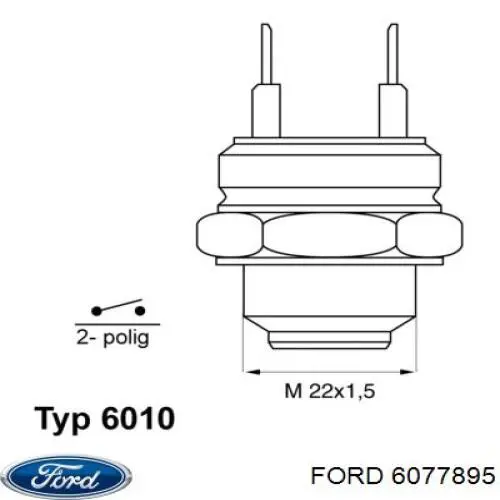 6077895 Ford датчик температуры охлаждающей жидкости (включения вентилятора радиатора)