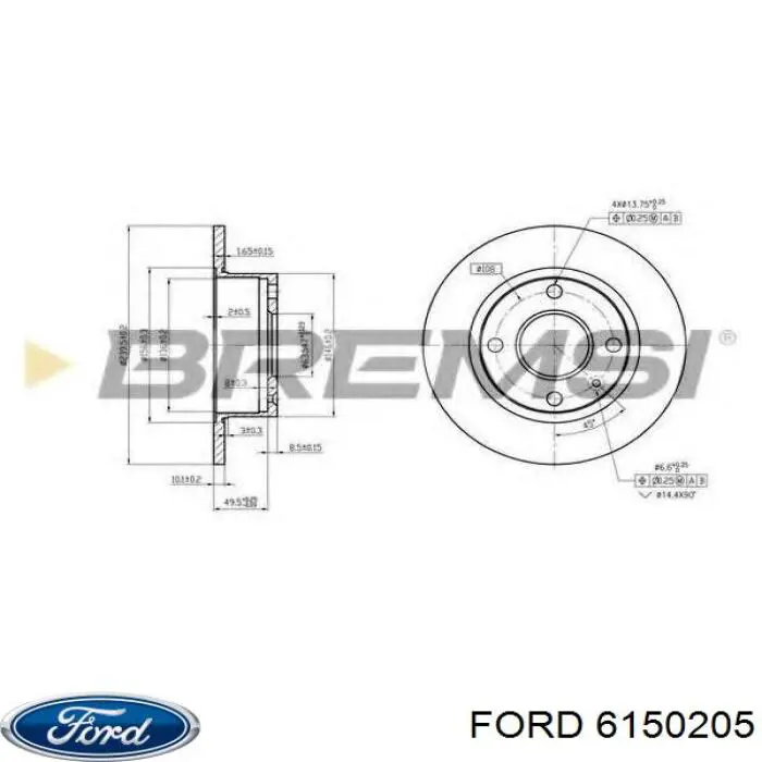 6150205 Ford Диск тормозной передний