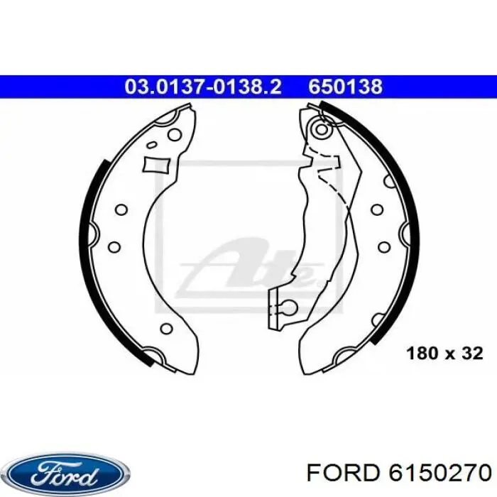 Задние барабанные колодки 6150270 Ford