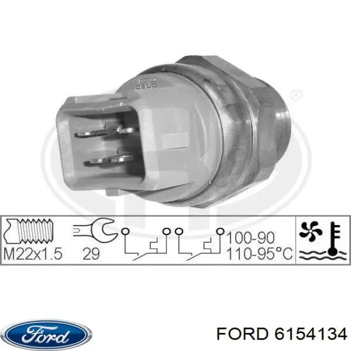 6154134 Ford датчик температуры охлаждающей жидкости (включения вентилятора радиатора)