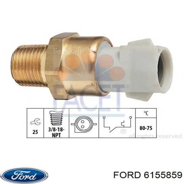6155859 Ford датчик температуры охлаждающей жидкости (включения вентилятора радиатора)