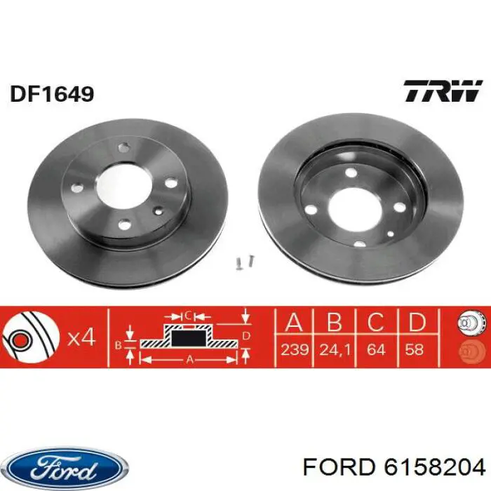 6158204 Ford передние тормозные диски