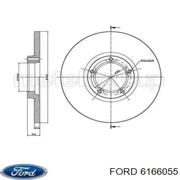 6166055 Ford диск тормозной передний
