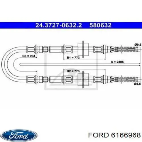 Задний трос ручника Ford 6166968 цена, от 14.72 USD