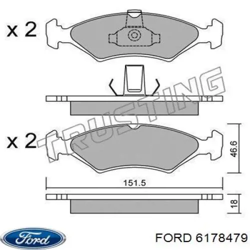 Передние тормозные колодки 6178479 Ford