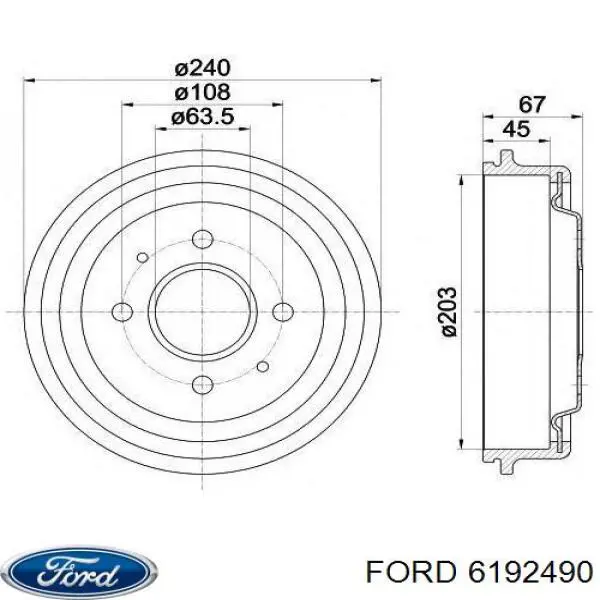 Купить 6192490 Ford Тормозной барабан