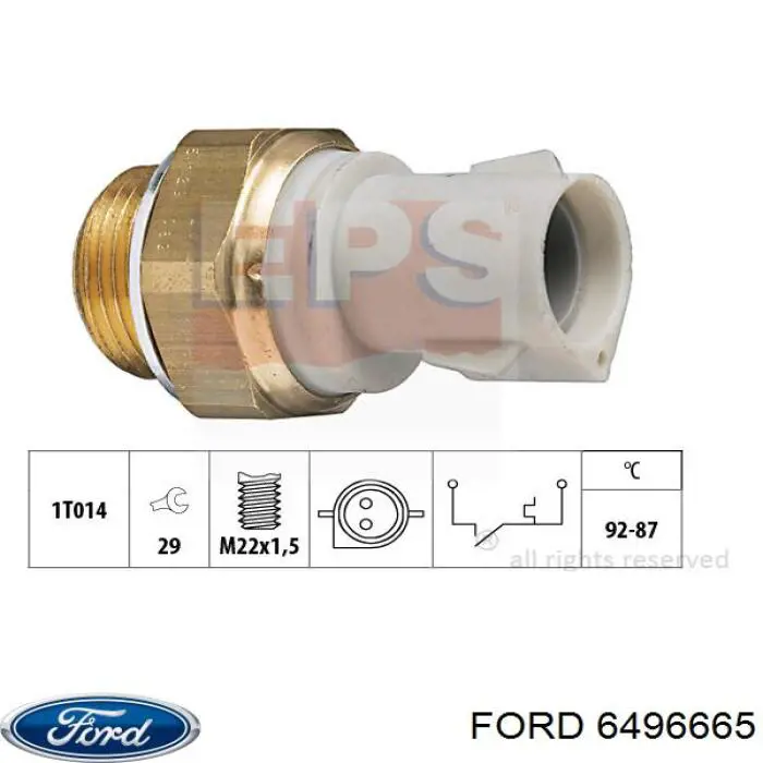 6496665 Ford датчик температуры охлаждающей жидкости (включения вентилятора радиатора)