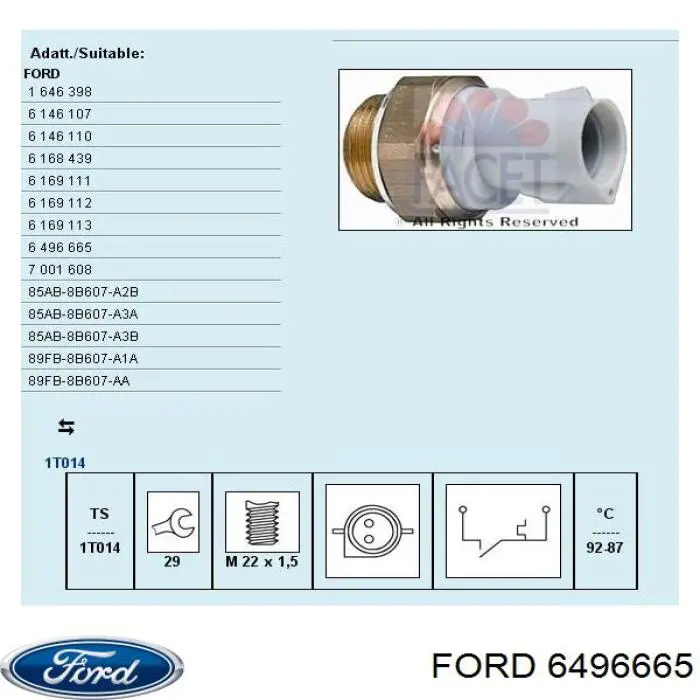 Датчик температуры радиатора Ford 6496665 цена, от 7.29 USD