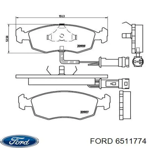 6511774 Ford передние тормозные колодки