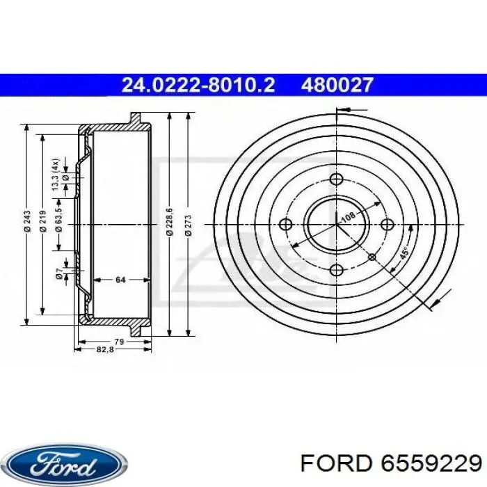 Барабан тормозной задний Ford 6559229 цена, от 35.45 USD